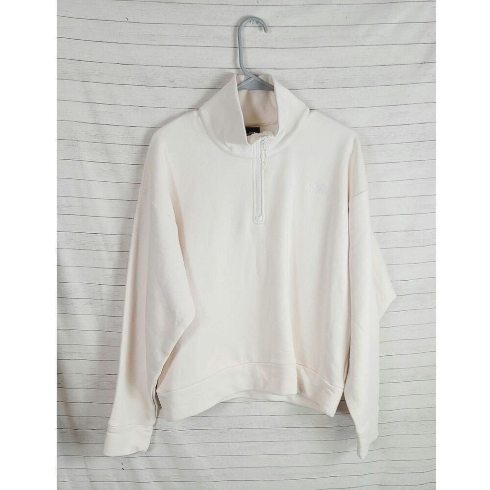 THE NORTH FACE LOGO 1/4 ZIP PULLOVER IN WHITE GARDENIA, SZ XL